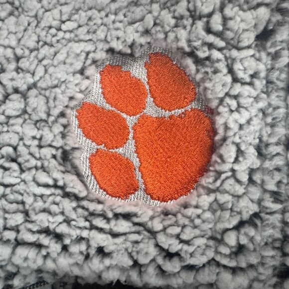 Boxercraft Sherpa Vest Gray Clemson Paw Logo Fleece Zip Up Women’s Medium - Picture 2 of 6